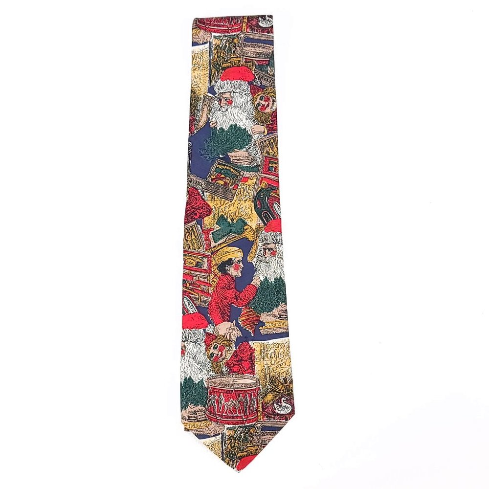 Alynn Neckwear Mens Christmas Silk Tie Santa Claus Vintage Holiday Novelty Multi
